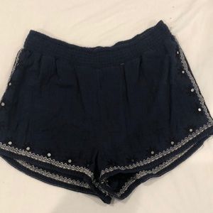 Navy embellished shorts